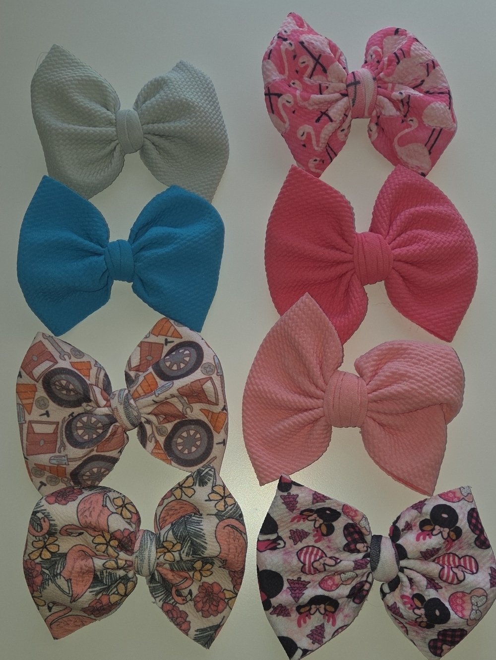 Kids Pink & Blue Bow Hair Clips - Set of 8